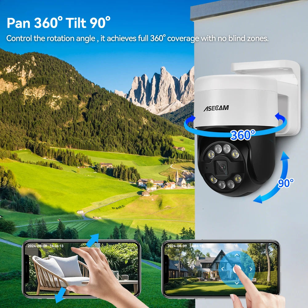 ASECAM 8MP 4K PTZ IP Camera Outdoor AI Face Detection Audio POE H.265 Onvif CCTV RTSP Humanoid Detection Security Camera