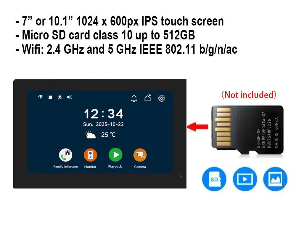 New 10 Inch Wifi Video Door Bell Intercom System with RFID Doorbell Camera Family Multi Nits Apartment Video Door Phone Intercom