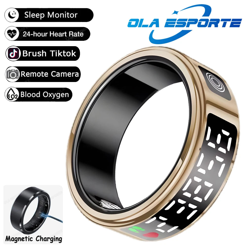 Smart Health Ring with Biometric Heart Rate and Blood Oxygen Tracking Magnetic-Gold Tidesmit