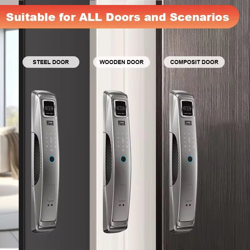 Digital Electronic Smart Door Lock With Camera Wifi Tuya Smart Lock Unlocked Through Code Password Biometric Fingerprint
