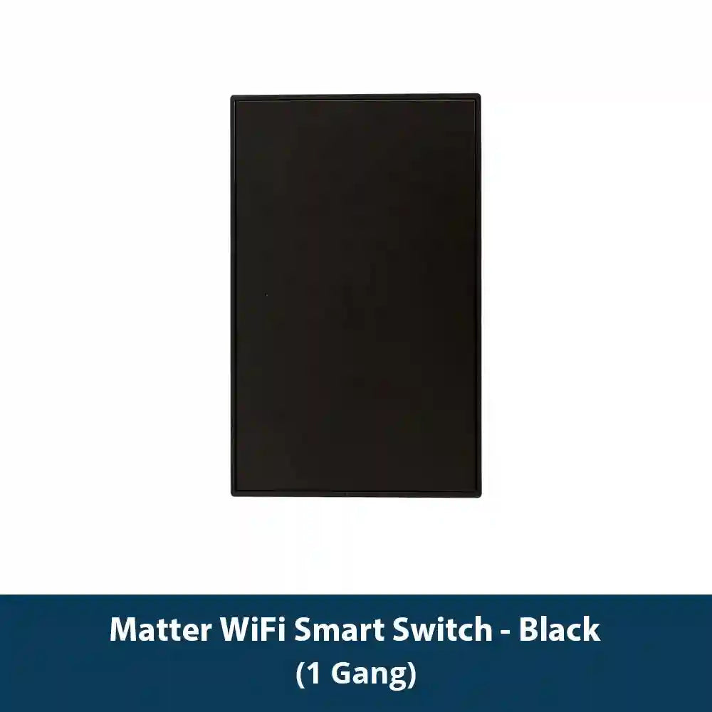 Matter Smart Wall Light Switch WiFi | 1-6 Gang Multi-Room Control Black 1-Gang Tidesmit