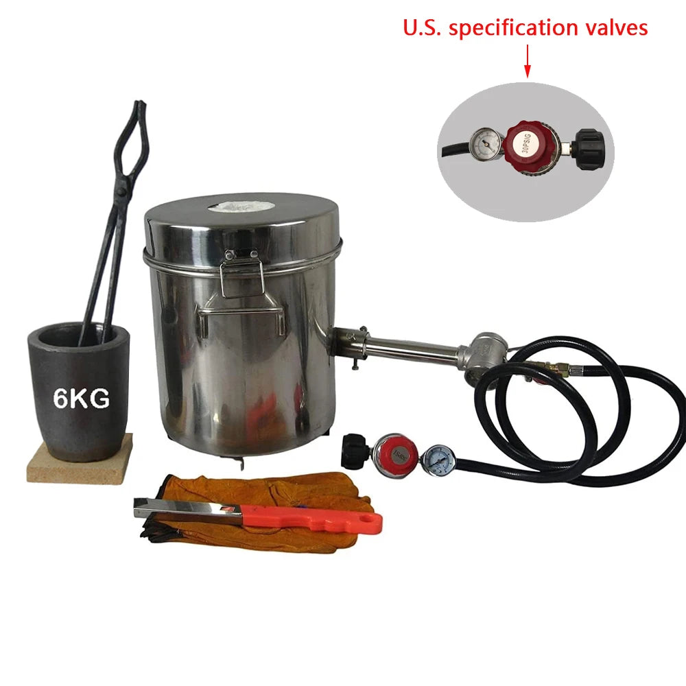 LSMIITTH 6 KG Gas Metal Melting Furnace Smelting Kit Propane Forge Casting Tool Foundry Refiner Smelter For Brass Gold Silver