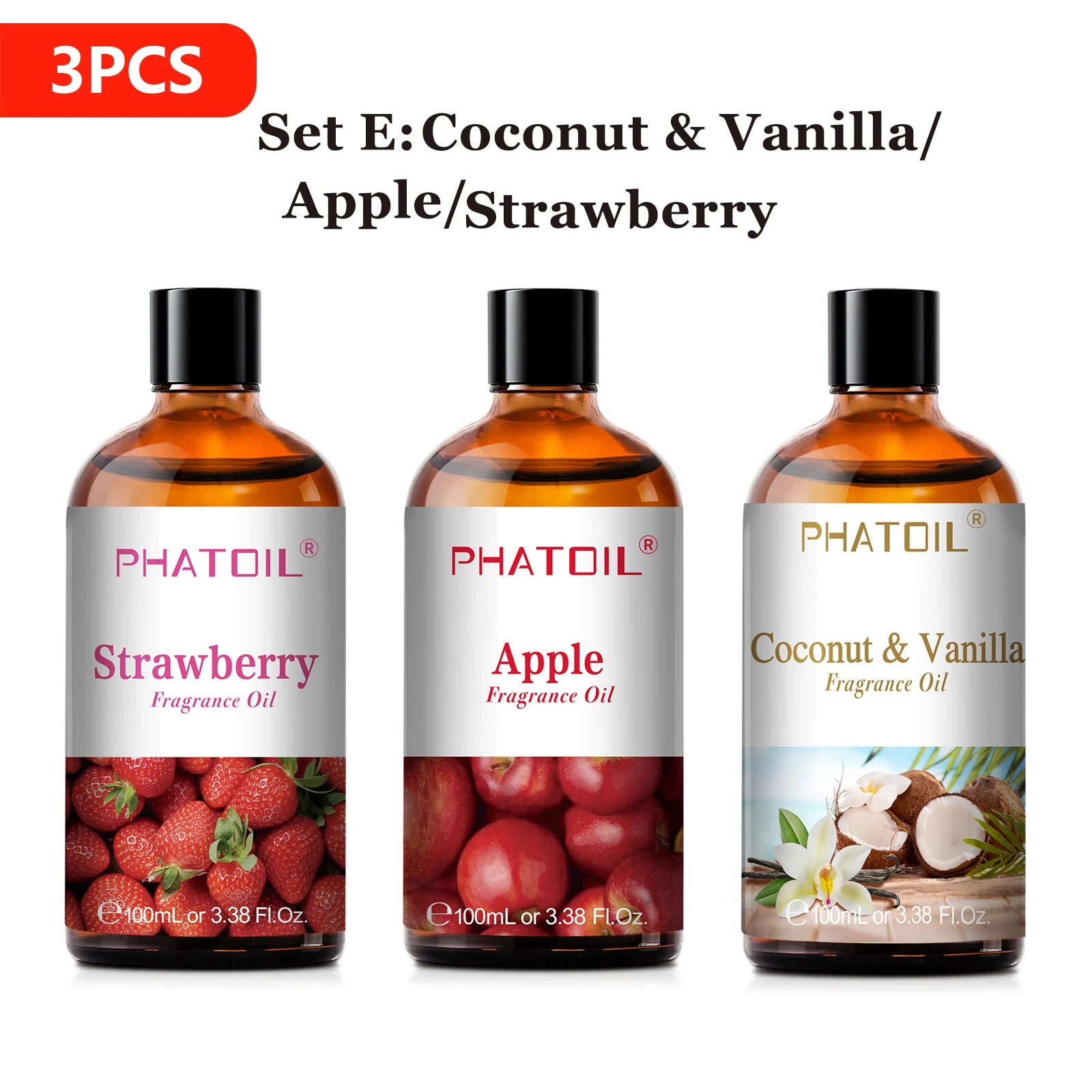 PHATOIL 100ml Fragrance Oil Cherry Coconut & Vanilla Mango Watermelon Strawberry Aromatherapy Oils For Diffuser Candle Making
