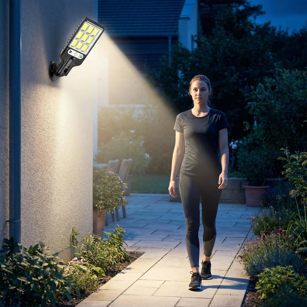 Solar Outdoor LED Wall Light Human Body Motion Sensor 3 Modes IP65 Waterproof Solar Garden Lamp Auto Charging Waterproof Outdoor Street Lantern for Yard Courtyard Garage Terrace Patio Home Exterior Decor Security Night Light
