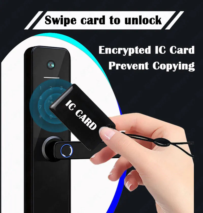 Tuya visual Wifi Digital Electronic Smart Fingerprint Door Lock With Biometric Camera intelligence Card Password Key Unlock
