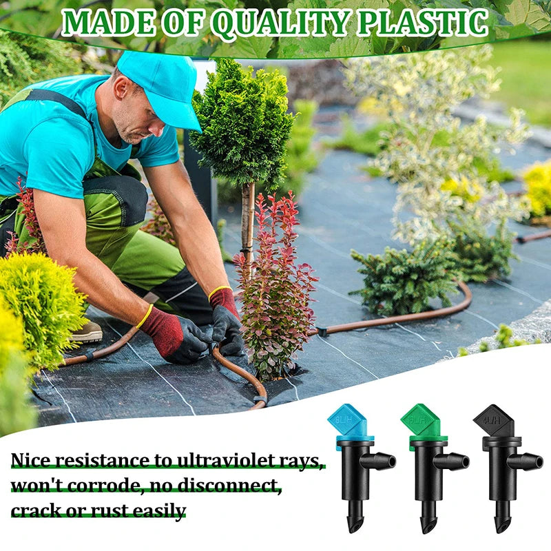 60PCS Drip Emitter Garden Flag Irrigation Dripper in 3 Sizes Trees and Shrubs 1 GPH  2 GPH 4 GPH