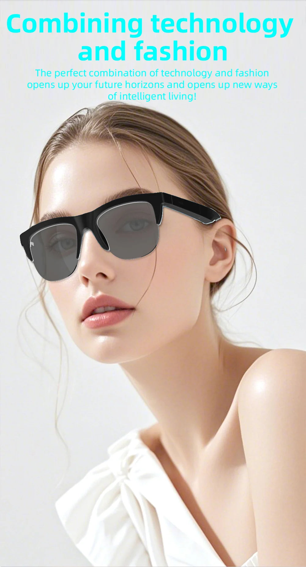 Bluetooth Smart Glasses - Immersive Spatial Audio Hands-Free Black Tidesmit