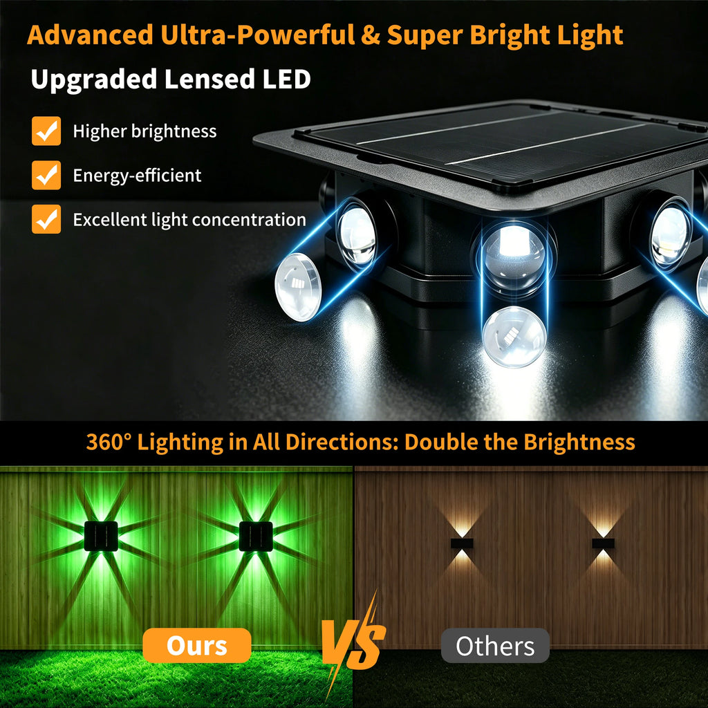 RGB Solar LED Wall Light 8 LEDs Up Down Lighting Waterproof Outdoor Garden Courtyard Decoration Lamp