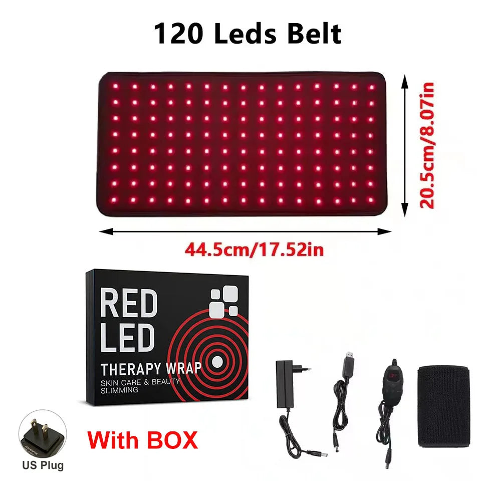 Red Light Therapy Belt: 120 LED Portable Wellness Device for Home Use Relaxation Treatment 120 Led with box-US Tidesmit