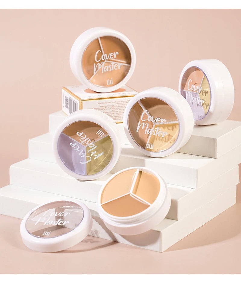 Tidesmit 3 color concealer palette for dark circles and green nose contouring high coverage Korean makeup swatch