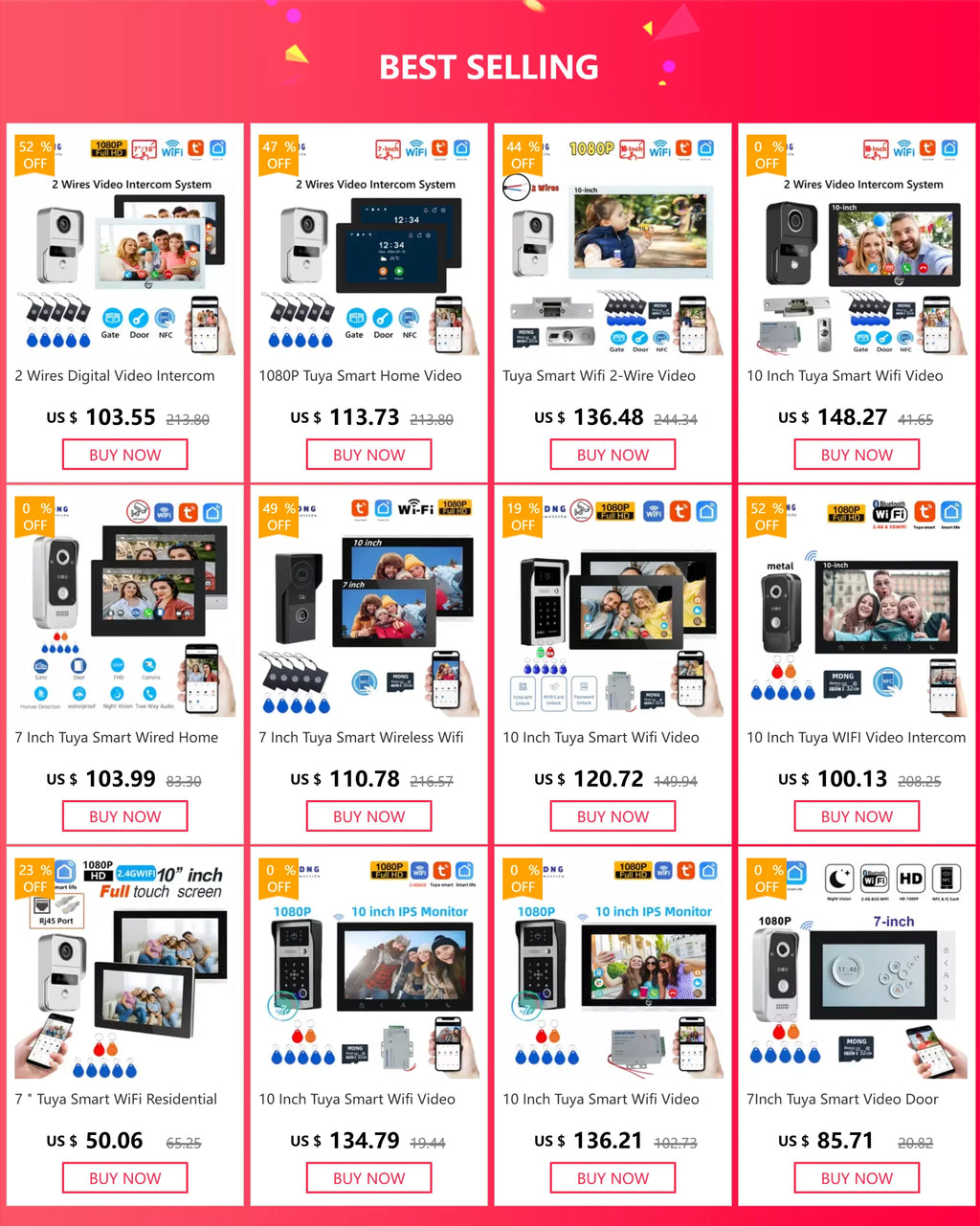 7/10 Inch Tuya Smart Wifi Video Apartment Intercom System 1080P Wireless Doorbell Camera Rfid Unlock Door Entry Intercom Doorman
