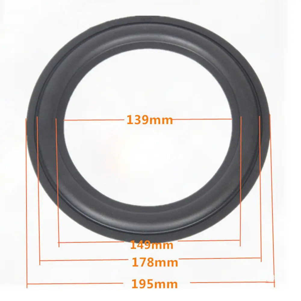 Black speaker suspension edge ring with measurements: 139mm, 149mm, 178mm, 195mm