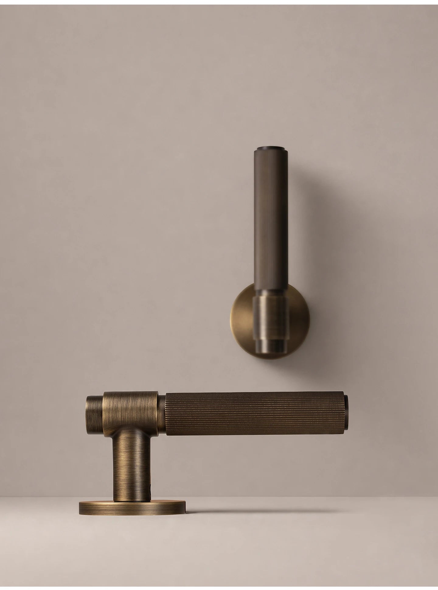 DOOROOM Brass Door Lock Set Modern Stripe Antique Bronze Interior Door Lock Decorative Lock Privacy Lock Passage Lock