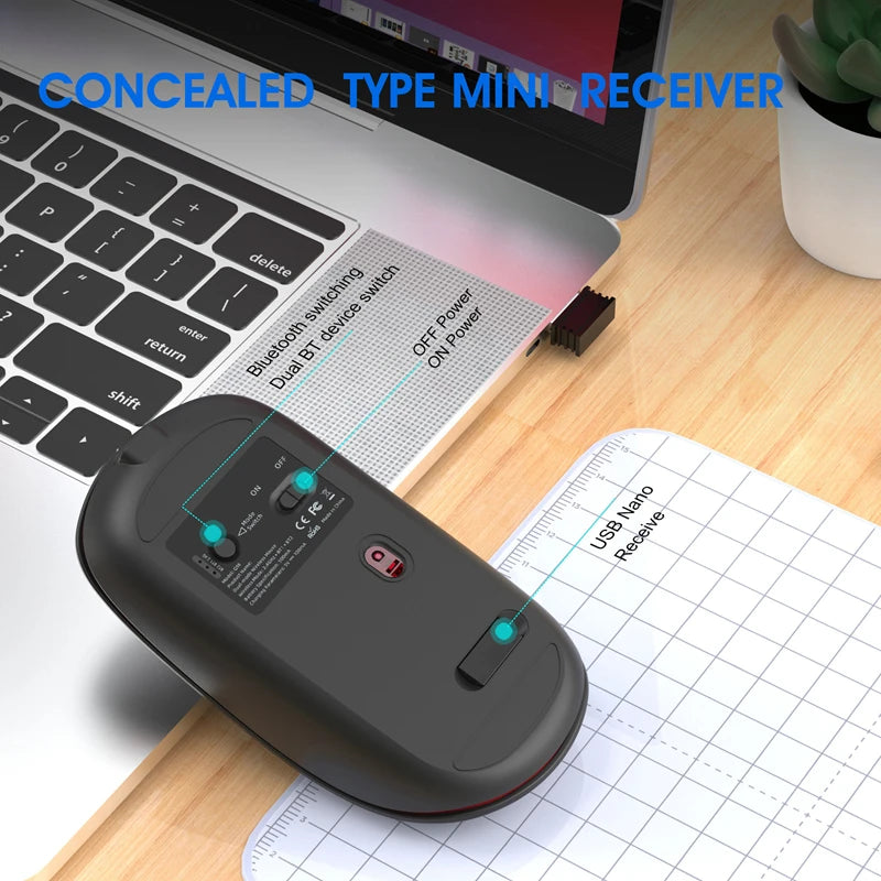 Wireless Mouse Bluetooth 2.4G With Smart Display Silent Portable Silent Click Mouse Rechargeable Office Computers Laptops 2026