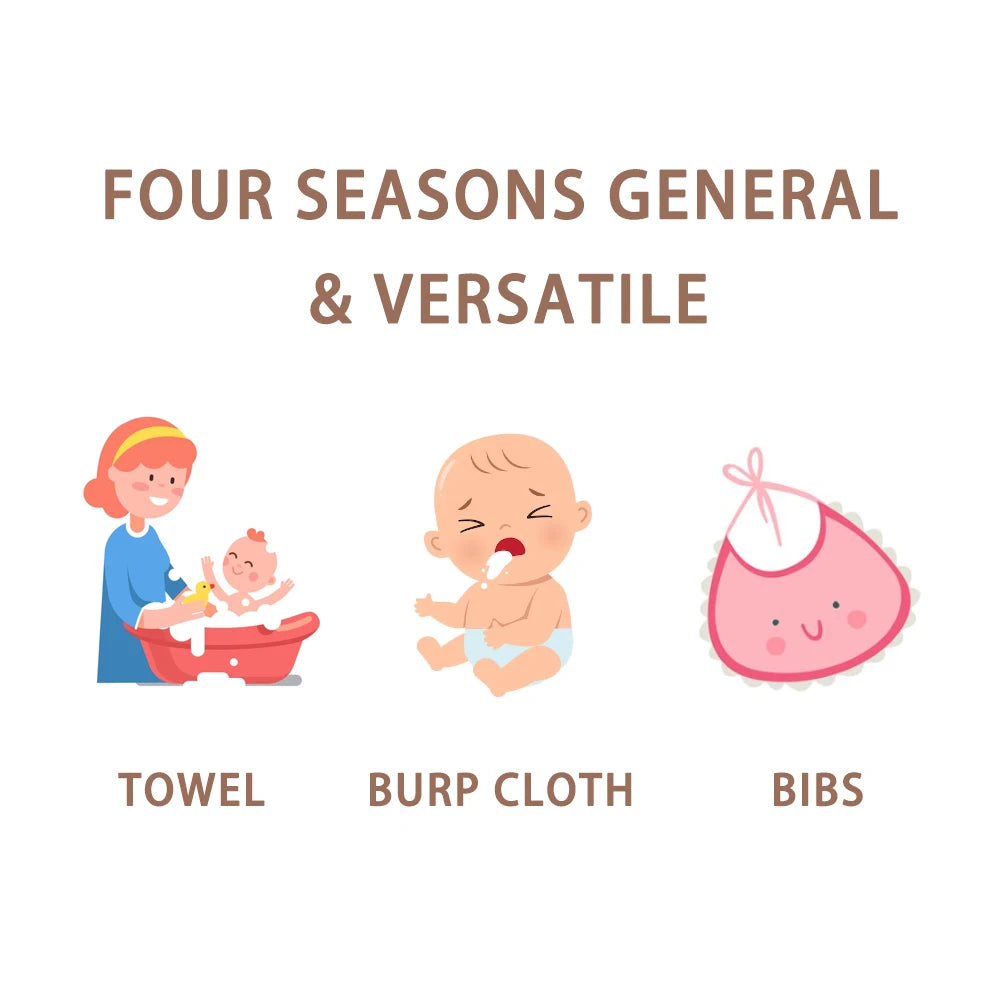 HappyFlute New 30*30CM Cute Animals Print 5PCS Set Bamboo Cotton Hanging Design Baby For Home Or Travel Use Baby Square Towel