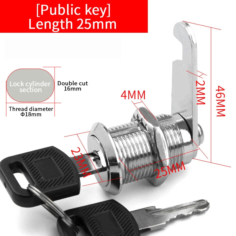 Tidesmit metal cylinder cabinet cam lock for secure locker storage, includes two keys. Image 39 of 48.