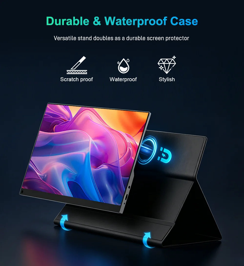 14 Inch 1200P FHD IPS Touch Portable Monitor 10-Point Capacitive Touch 75x75 VESA Low Blue Light Type‑C Mini HDMI Compatible PS5