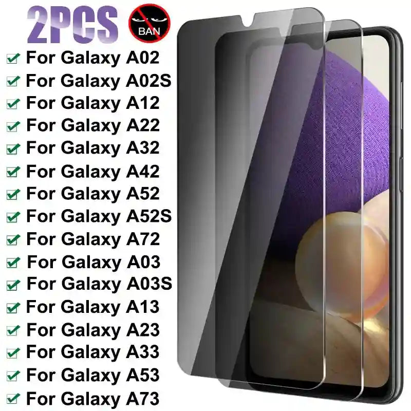 Privacy Screen Protector for Samsung Galaxy - 9H Tempered Glass 2-Pack AE 2PCS Anti-spy Glass Tidesmit