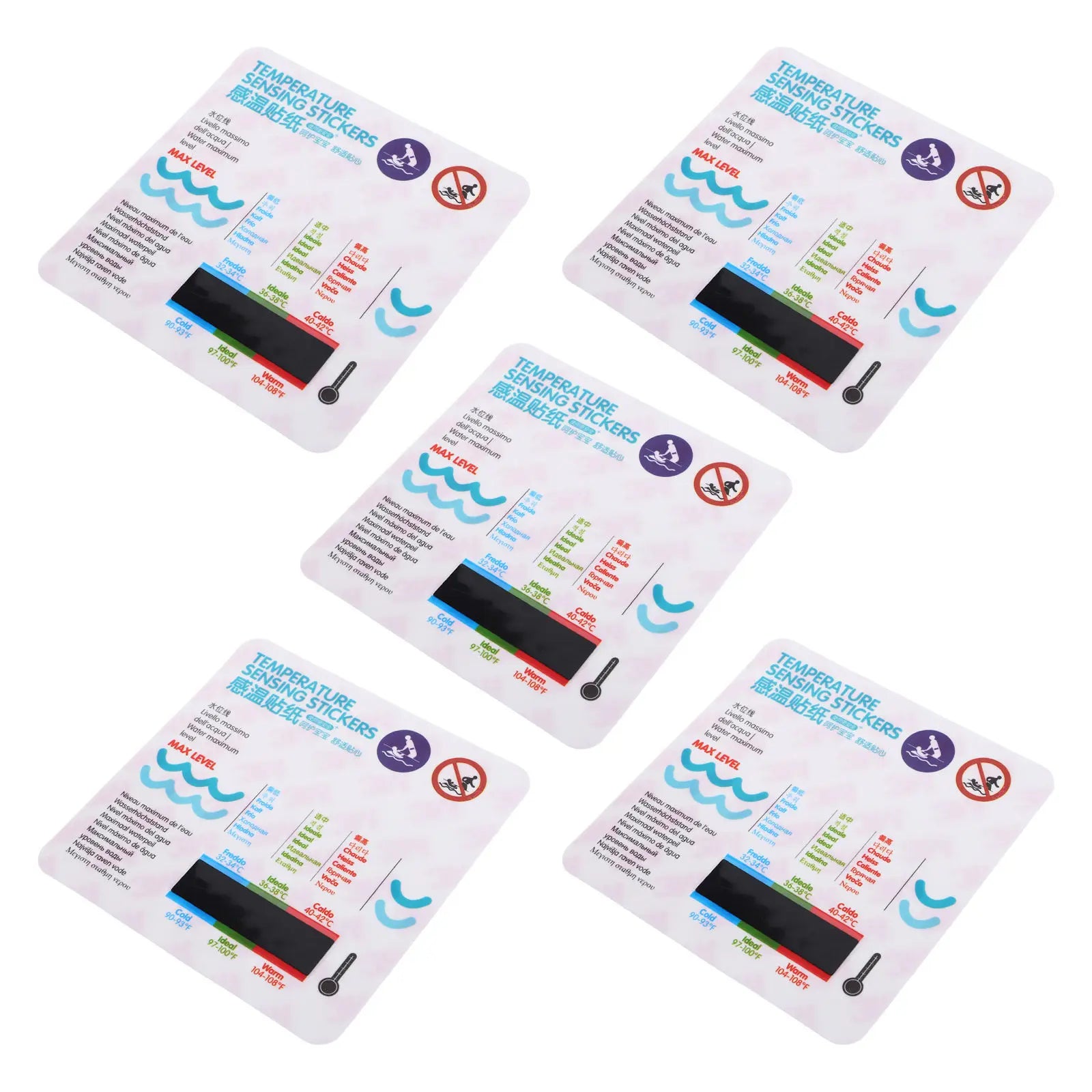 5Pcs Baby Bath Thermometer Sticker Waterproof LCD Display Adhesive Water Temperature Monitor for Bathtub Nursery Shower Aquarium