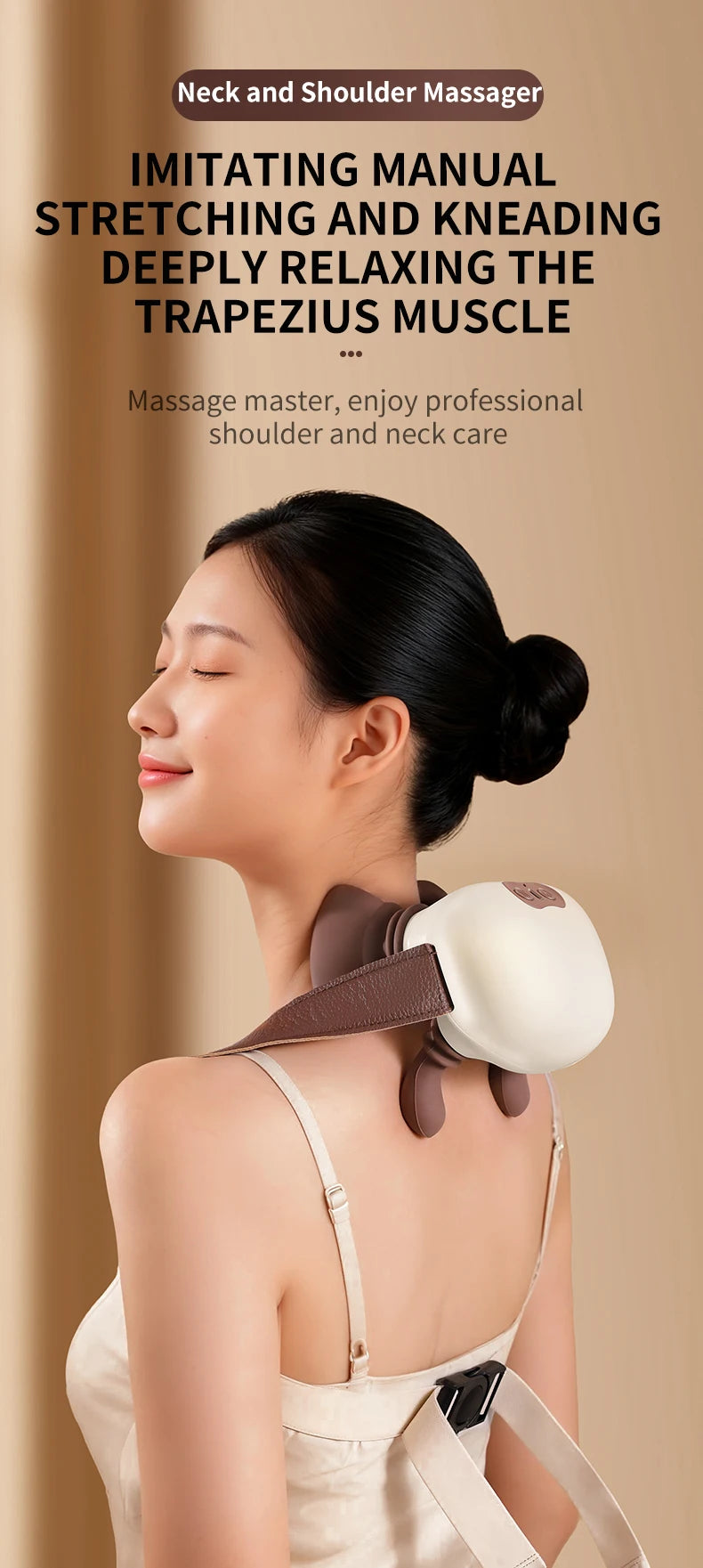 Electric Neck and Shoulder Massager - Deep Tissue Heat Therapy Device Massage Cushion Tidesmit