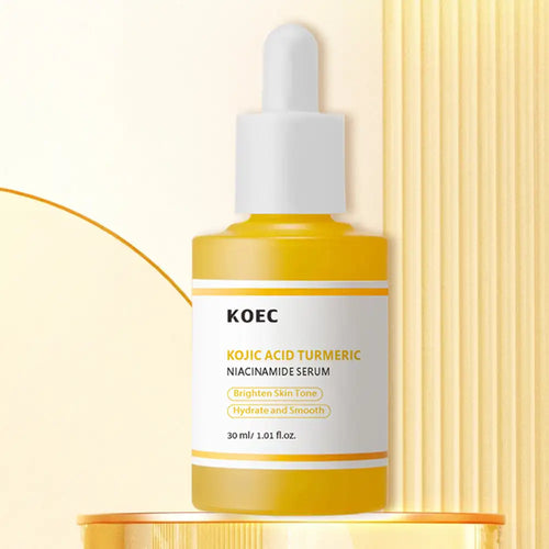 Yellow 30ml anti-inflammatory turmeric Kojic acid niacinamide face serum bottle.