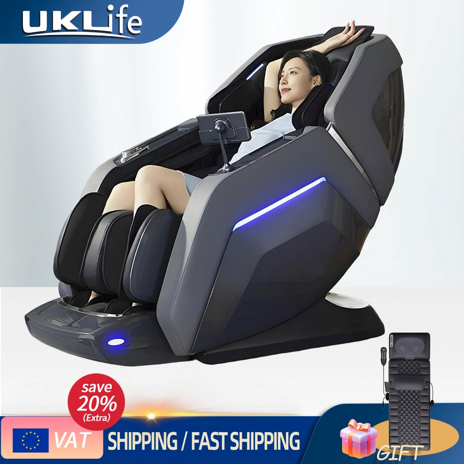 Tidesmit 4D Dual Core Full Body Massage Chair with Zero Gravity Relief Body Shaping Massage Equipment Tidesmit