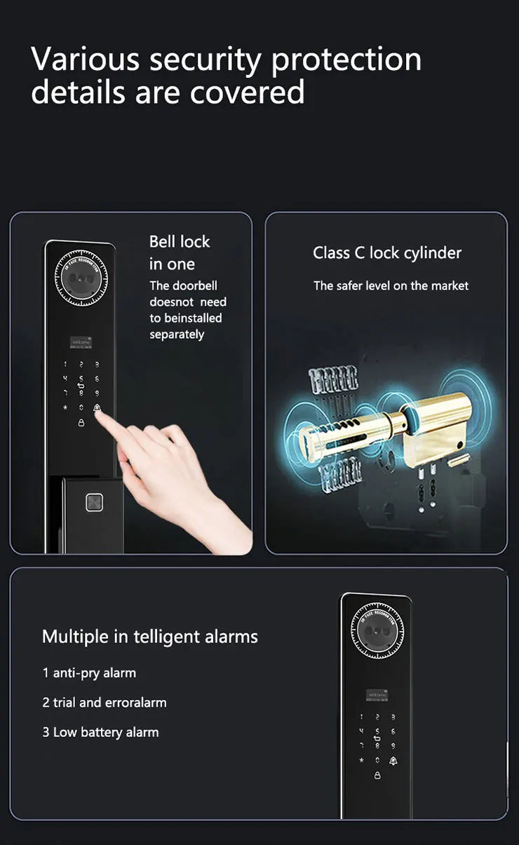 Outdoor Waterproof Lock Wifi Tuya APP Remote Voice Intercom Electronic Door Lock Face Fingerprint Smart Door Lock With Camera