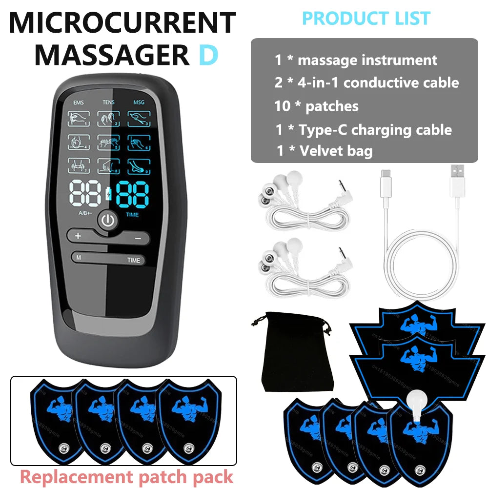 TENS Muscle Stimulator for Back Pain Relief | Portable Electric Massager Back Massage Instrument Set D Tidesmit