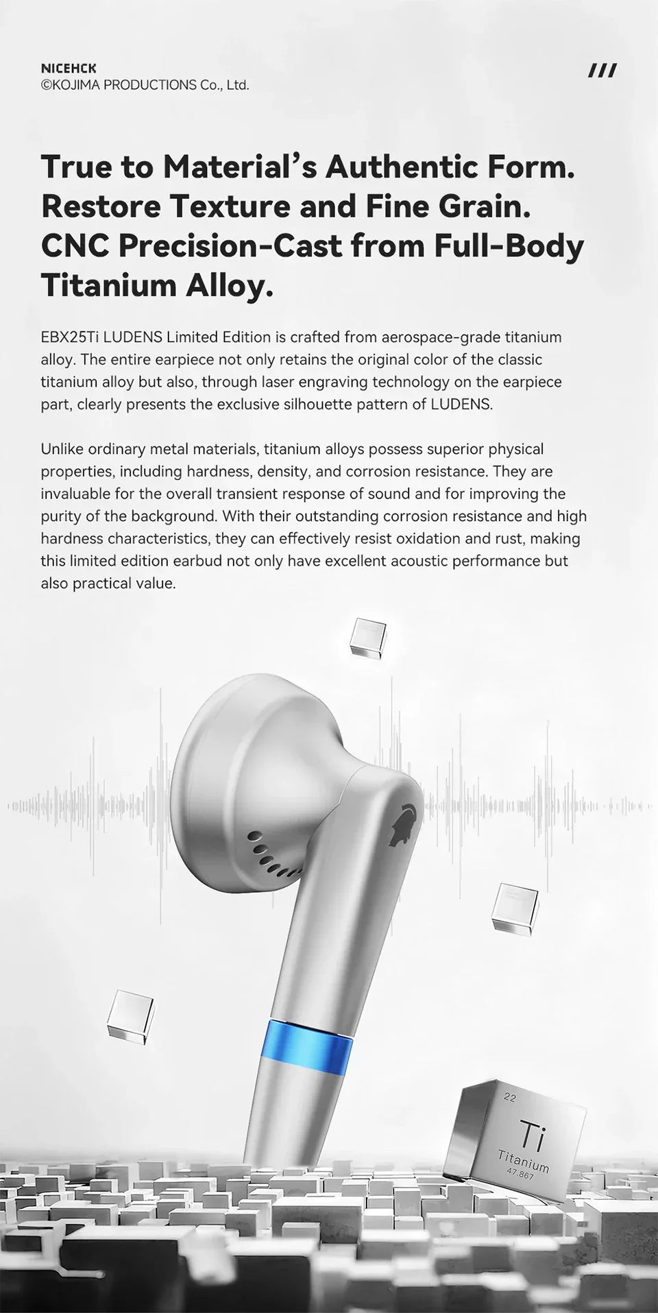 Ludens HiFi Titanium Alloy Wired Earbuds by Tidesmit EBX25Ti Tidesmit