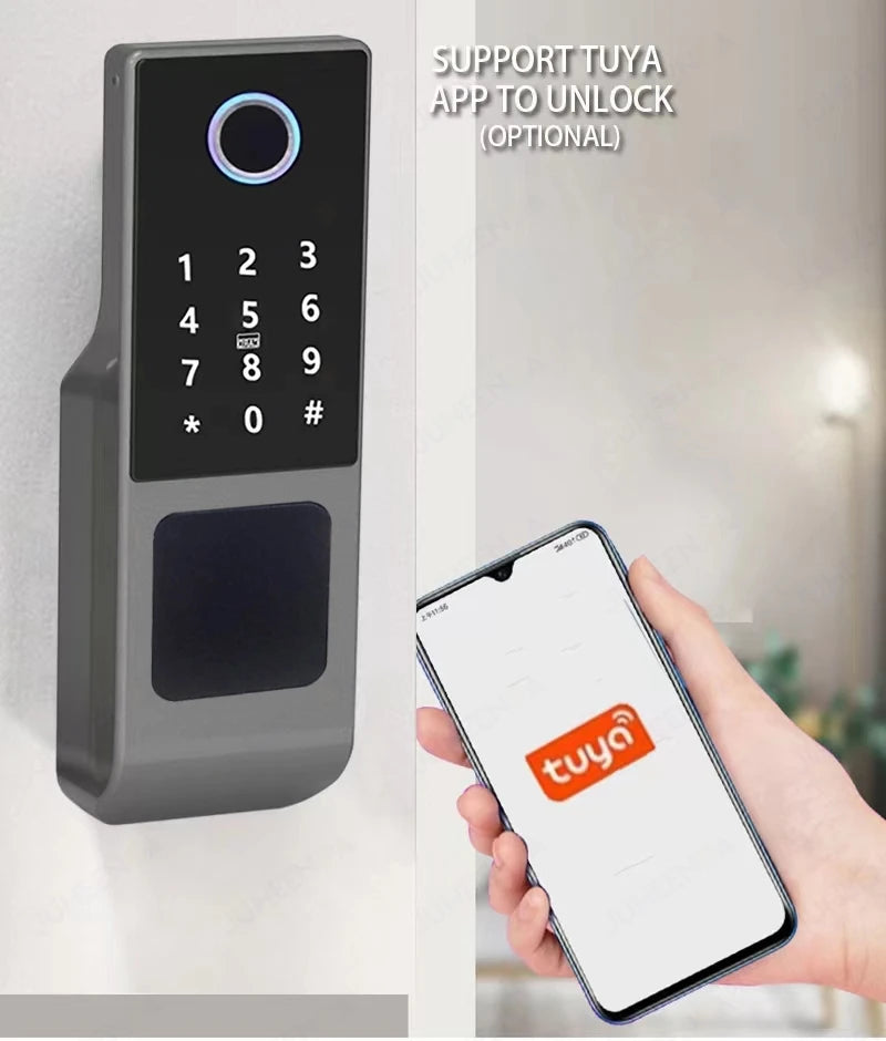 Waterproof Tuya Smart Lock Wifi Double Side Fingerprint Lock Outdoor Gate Digital Password Remote App Home Electronic Rim Lock