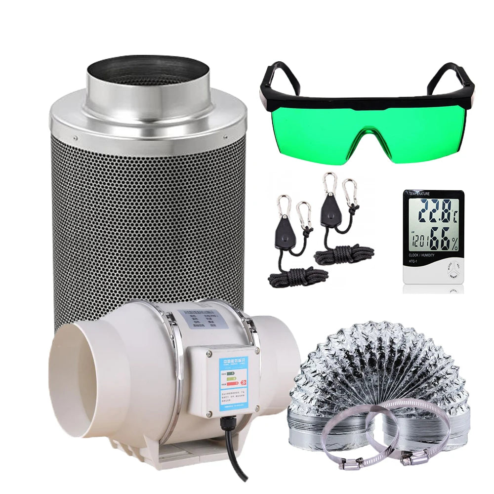 BEYLSION New Growbox Complete Set Air Tent Grow With Dimmable LED Grow Lamps Centrifugal Fans Activated Carbon Air Filter Set