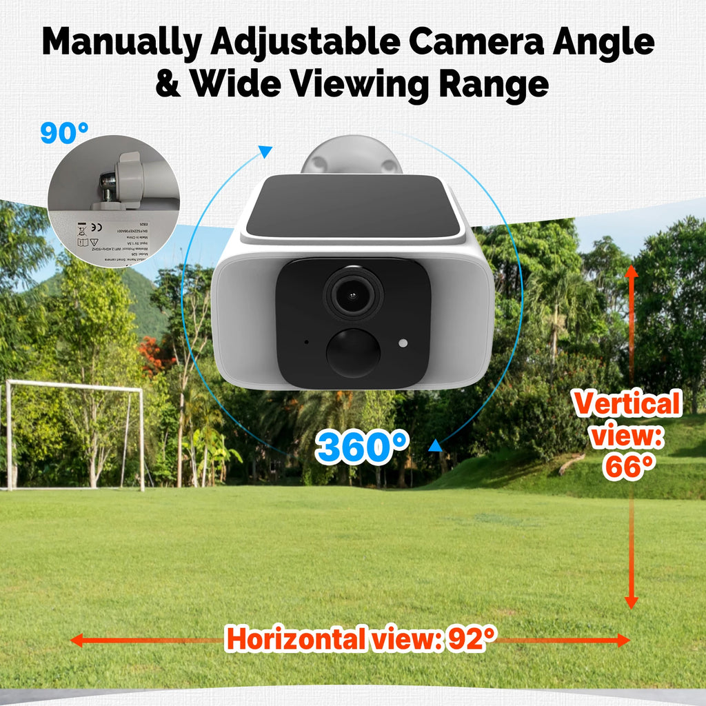 MOES Smart Solar Security Camera, WiFi 2.4/5GHz Dual Band, IP65 Waterproof, APP/Alexa/Google Home Monitoring, Tuya