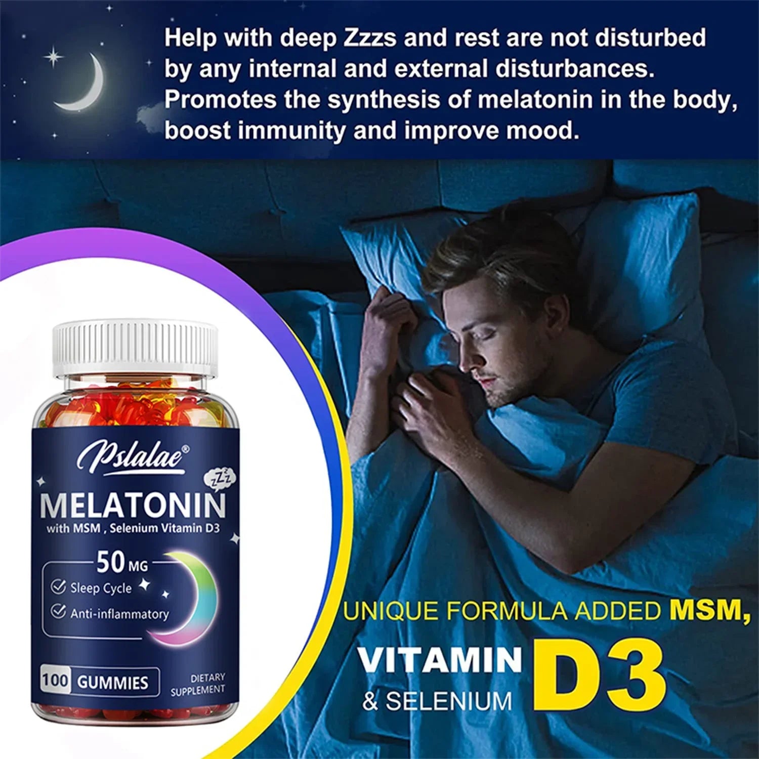 Melatonin Gummies 50 Mg - Improve Sleep Quality and Relaxation During SleepSupplementsSupplements