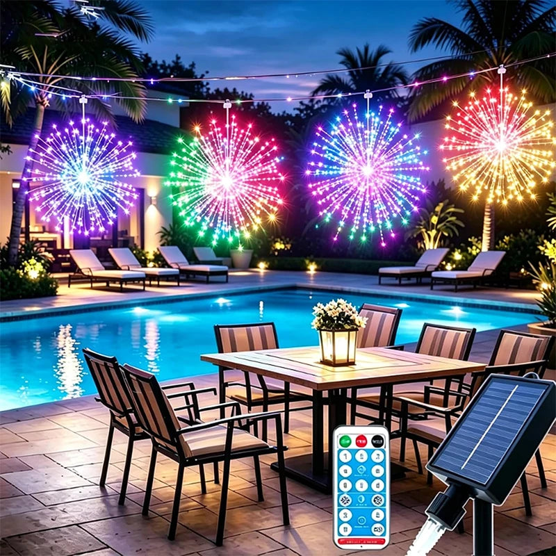 Solar Light Outdoor 4 Pack, Hanging Fairy Lights Strom, 8 Modes Dimmable Waterproof, For Party Garden Decoration