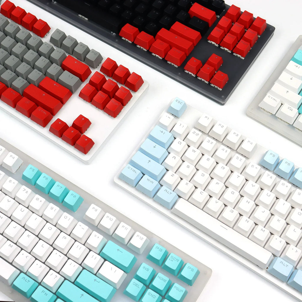 104 Key OEM Backlit Keycaps Set ABS Keycaps Double Shot Cyan White Key Caps for Mx Cherry Gateron Switch Mechanical Keyboard Kit