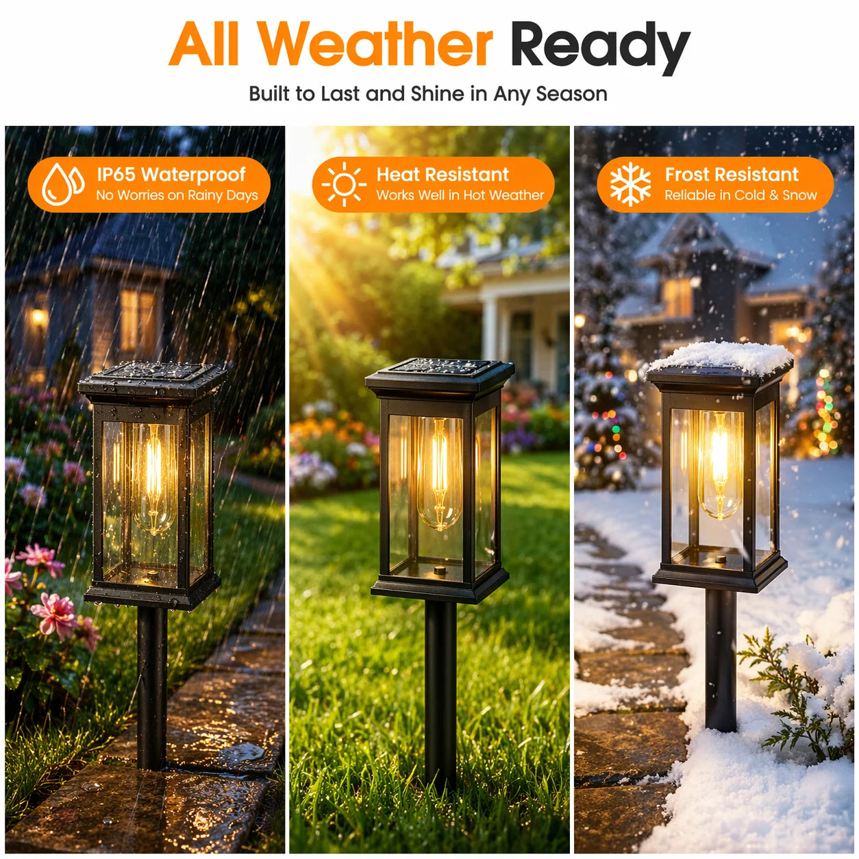 21 Inch 8 Pack Black IP65 Waterproof Solar Pathway Lights Adjustable Height Filament LED Outdoor Garden Landscape Lighting For Yard Patio Walkway Lawn Home Decor Gift Halloween Christmas