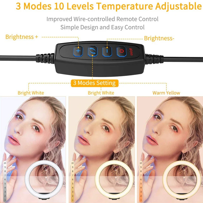 LED Ring Light With Tripod & Remote - 33cm Adjustable Studio Lamp Tidesmit