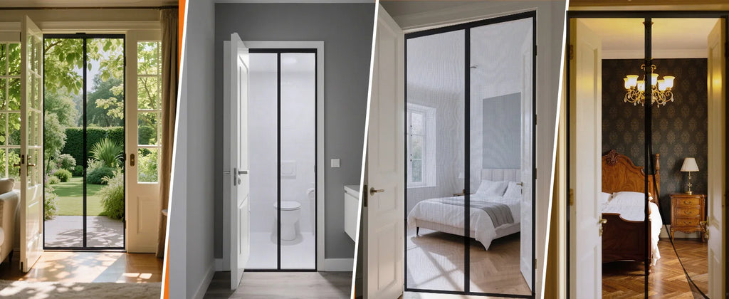 Black Fibreglass Magnetic Door Screen CustomSize Mosquito Net Curtain Fly Insect Automatic Closing Invisible Mesh For Home Decor