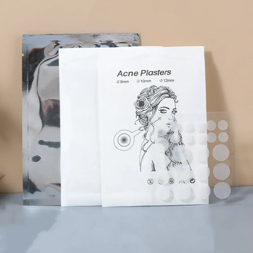 Acne pimple patch stickers, multiple sheets with round white adhesive dots