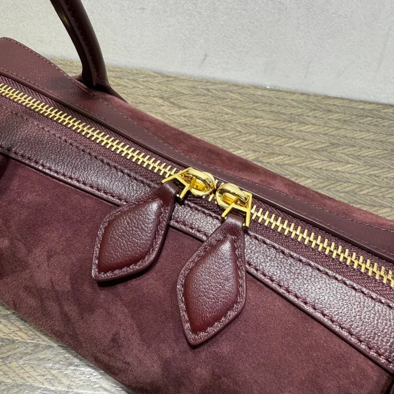 Ladies' luxurious high-quality genuine leather all steel hardware double-sided pull tab sausage handbag