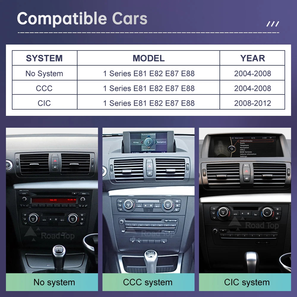 Wireless CarPlay Touch Display for BMW 1 Series E81 E87 CIC/CCC Tidesmit