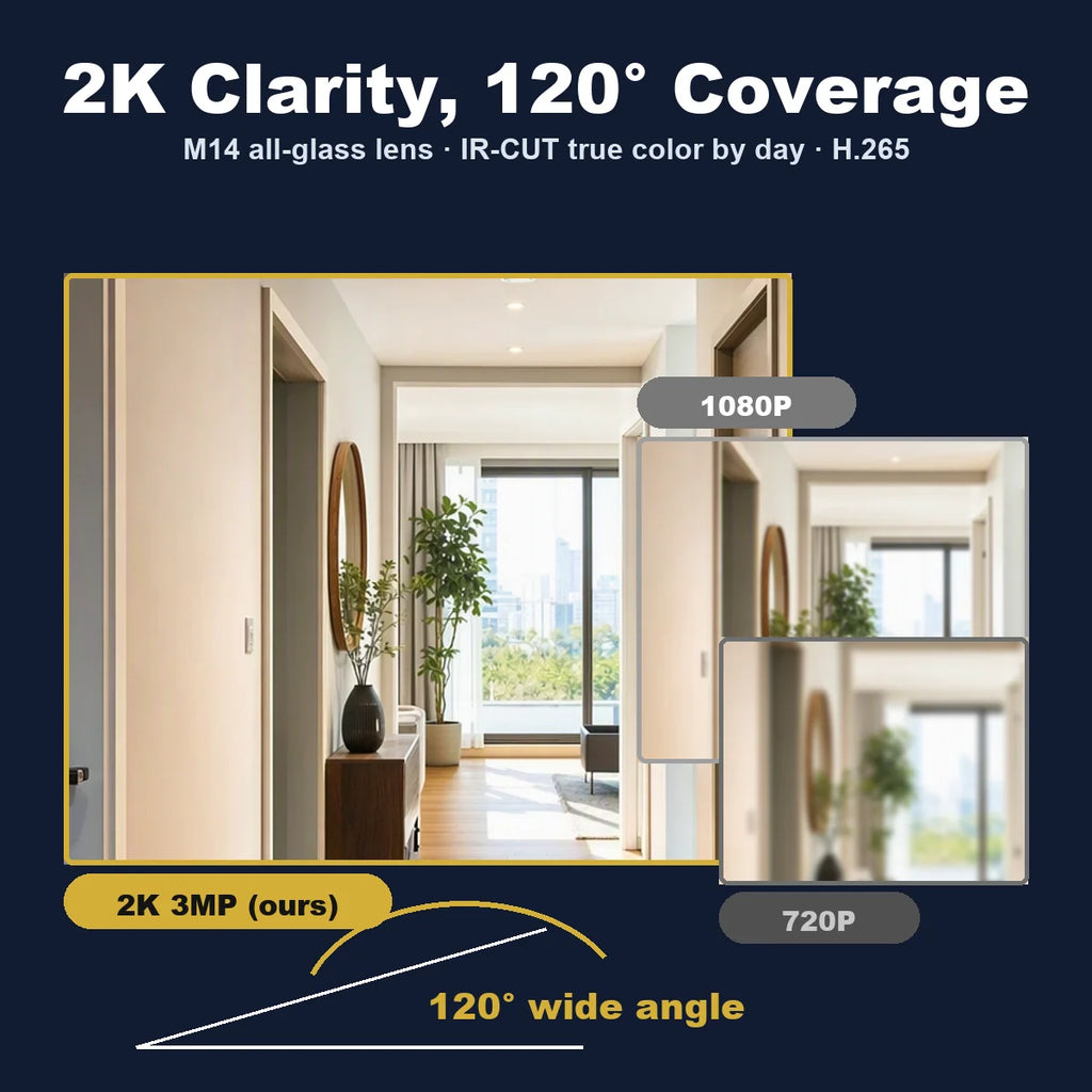 Danmini 4.3inch IR-CUT SmartLife Door Peephole Camera WiFi Tuya 2K 3MP 120° Doorbell Night Vision Digital Door Video Eye