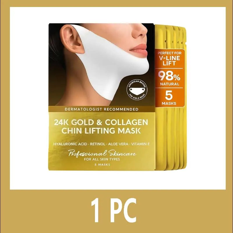 Tidesmit 24k gold collagen chin lifting mask for V shape face tightening and double chin firming detail view