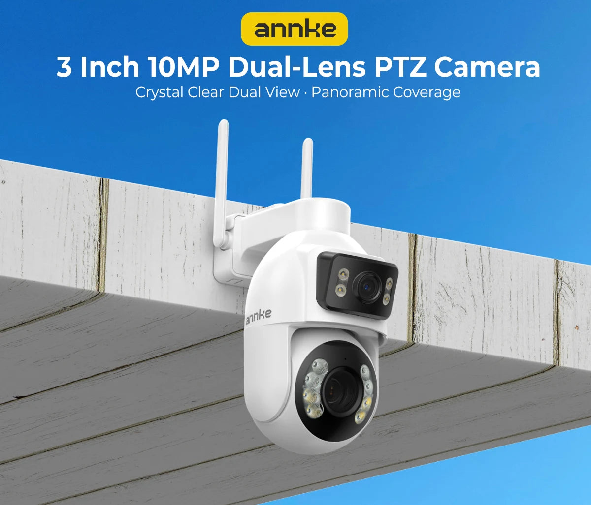 ANNKE WCD1012 10MP Dual-Lens PTZ Security Camera 12X Zoom Wifi Camera AI Human Tracking 1/2/4 PCS 2.4G Wireless Camera Outdoor