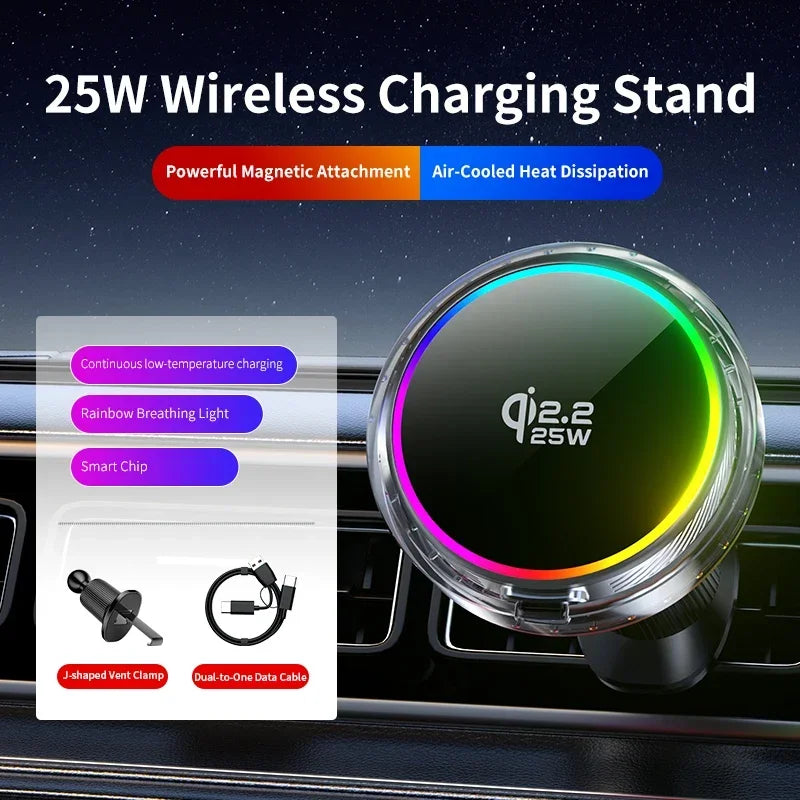 Tidesmit 25W Magnetic Wireless Car Charger - Qi Certified Fast Charging 1pc Tidesmit