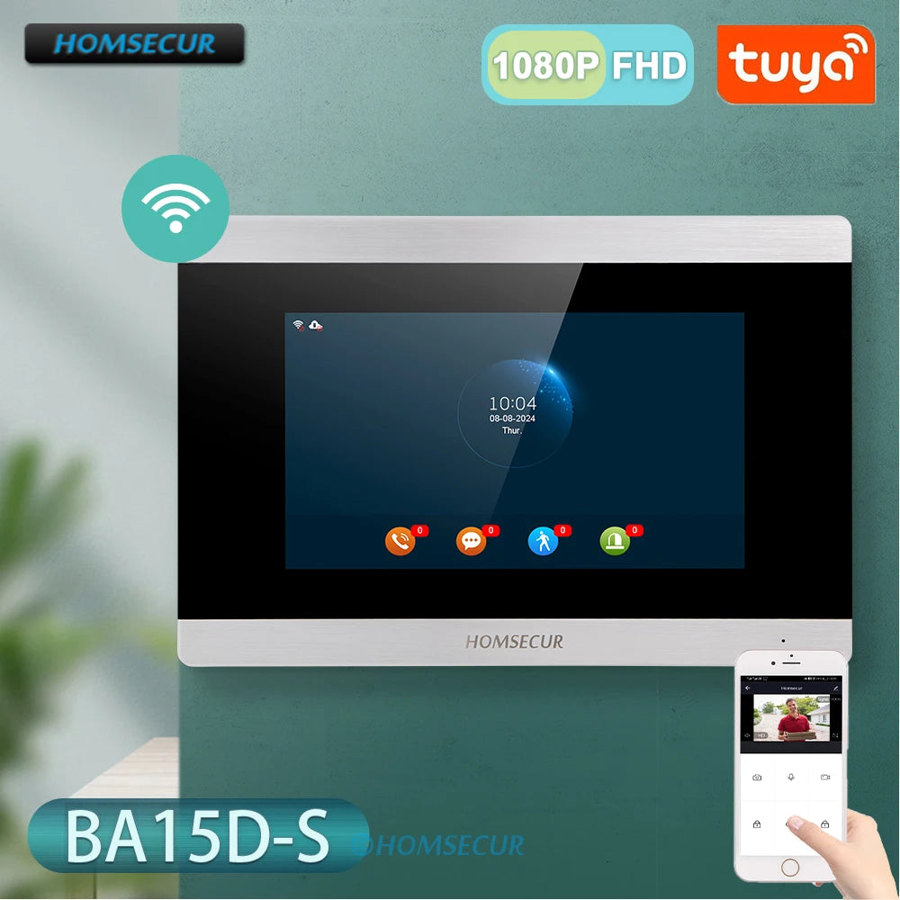 4 Wire WIFI Tuya Smart 7" Touch Screen Monitor BA15D-S Menu Motion Detection For HOMSECUR 1080P Video Doorphone Intercom