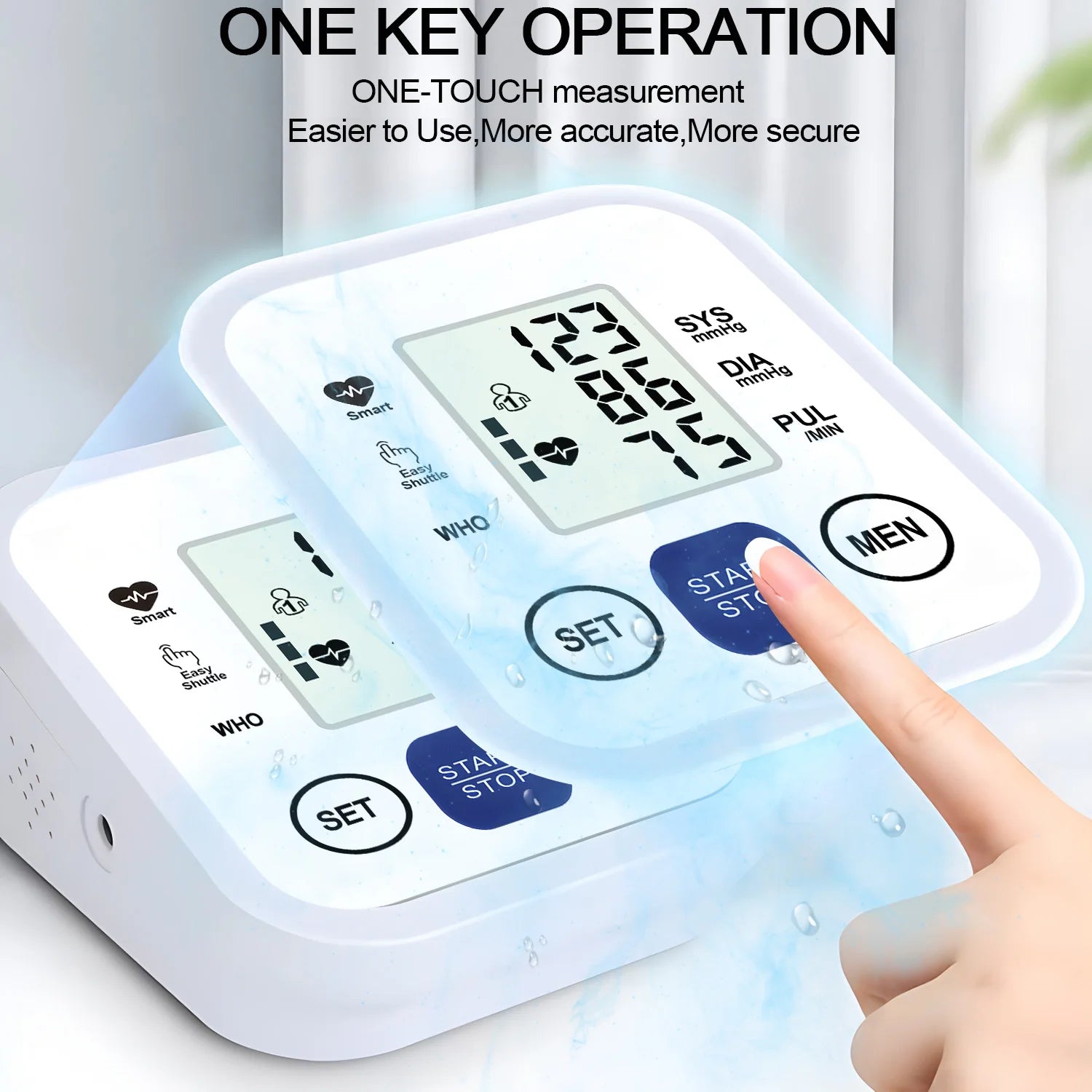 Upper Arm Digital Blood Pressure Monitor Automatic Home Medical BP Tensiometer Heart Rate Pulse Detector Large LCD Screen