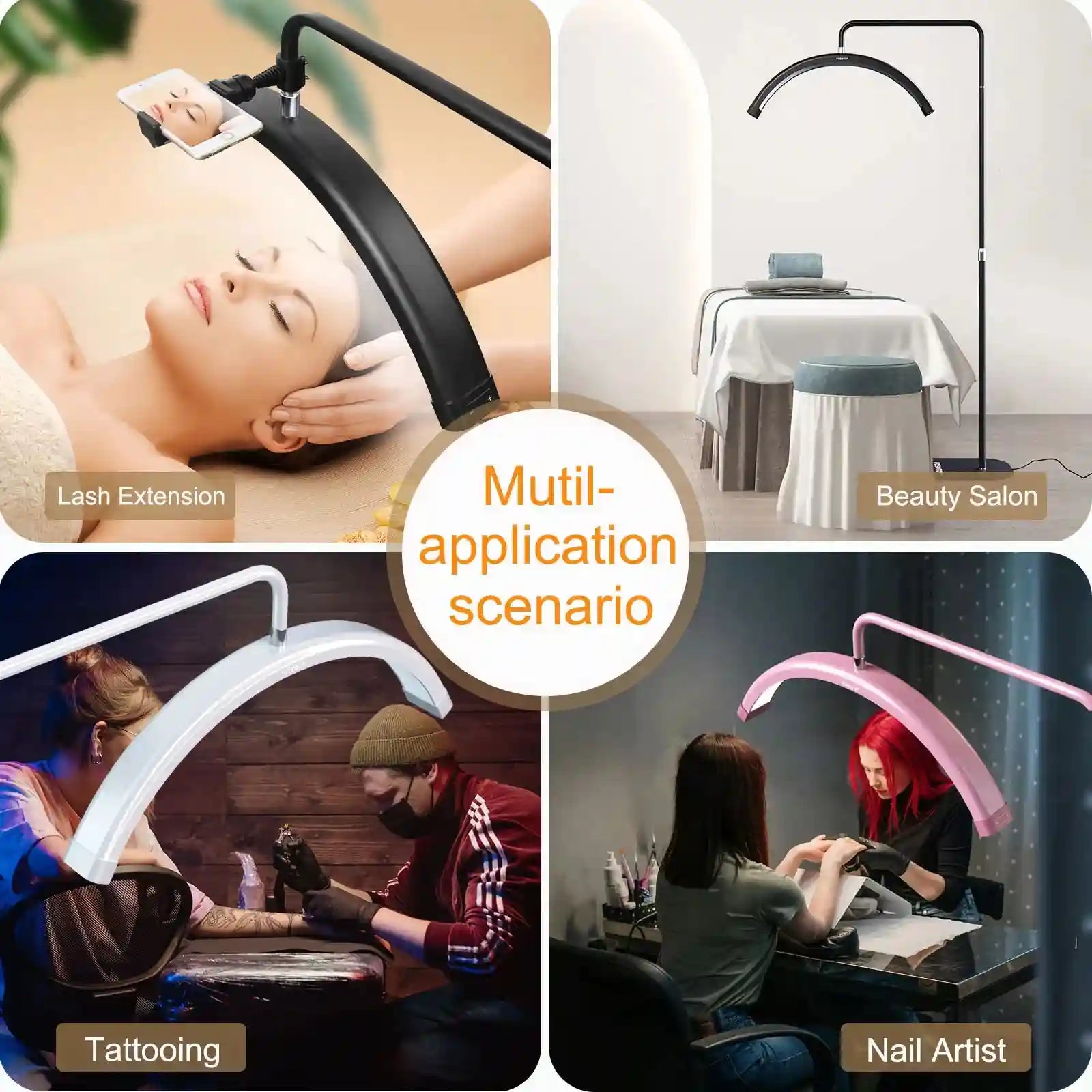 LED Half Moon Lash Light with Floor Stand | Professional Salon Lighting Tidesmit
