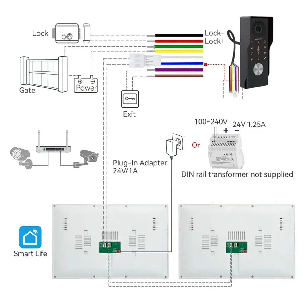 7inch Visiophone 2 Wire Video Porter Doorbell Camera WiFi Intercom System Wireless Video Ringtone Doorphone Tuya Password Unlock