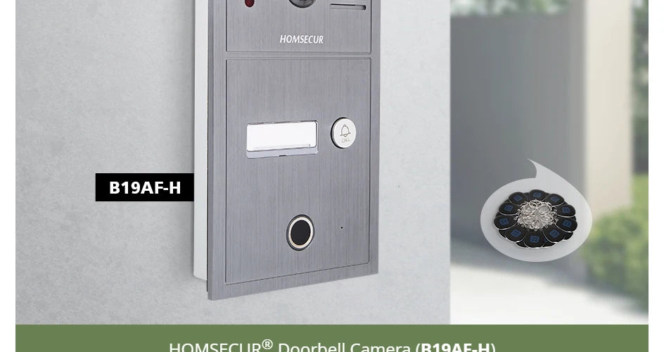 HOMSECUR 4 Wire Tuya Smart 7" WIFI 1080P Video Phone Doorbell Intercom IP65 Camera Fingerprint IC Keyfobs Access Snapshot Record